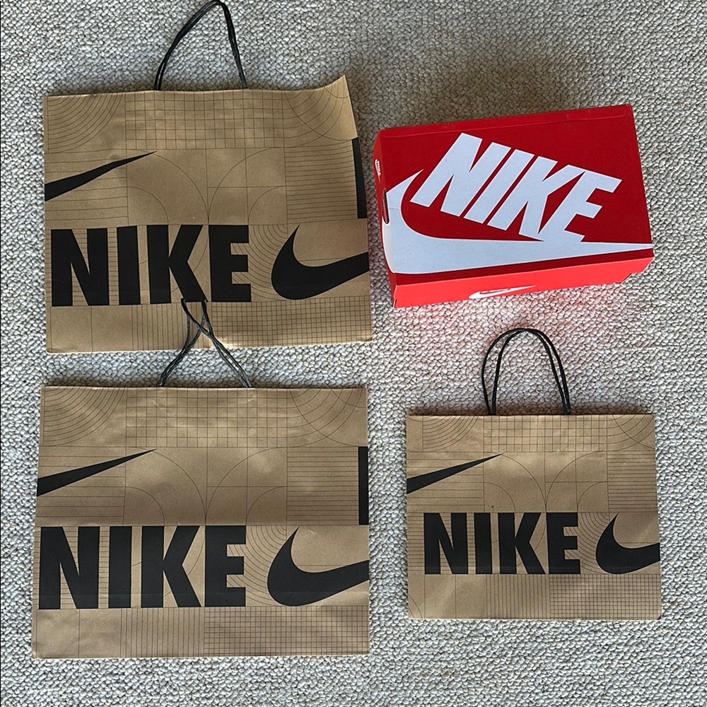 Nike Black and Brown Tote Bags & Orange Shoebox
